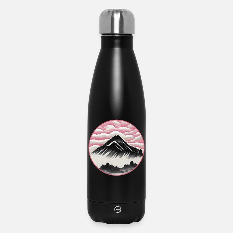 Japanische Landschaft | Berg, Himmel und Wald - Thermosflasche 500 ml - Schwarz