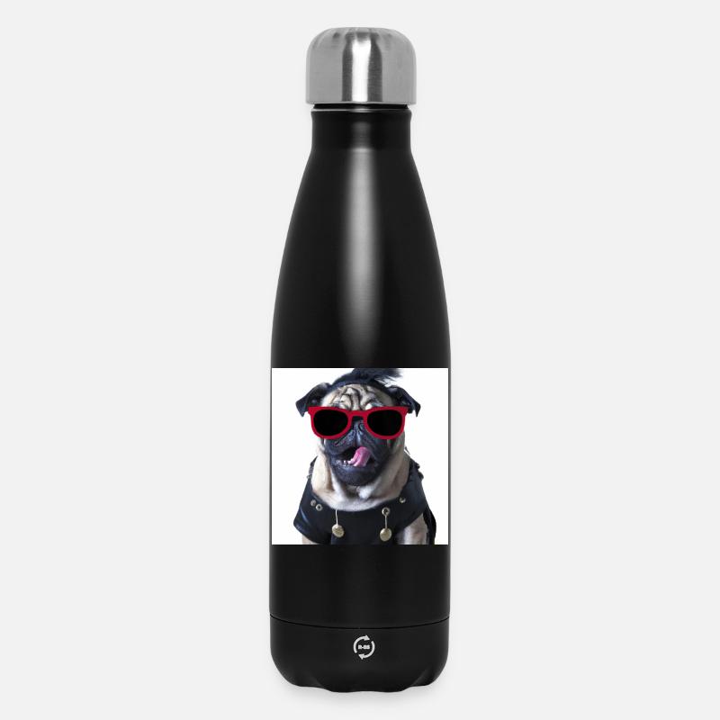 punk pug - Insulated Water Bottle 500 ml - black