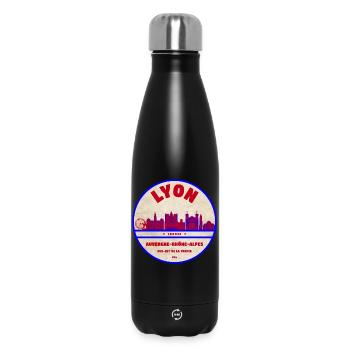 Écusson de la Skyline Vintage de Lyon - Bouteille isotherme 500 ml - noir - Devant