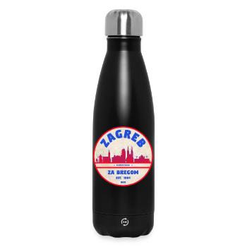 Zagreb Round Logo Skyline Retro - Insulated Water Bottle 500 ml - black - Front