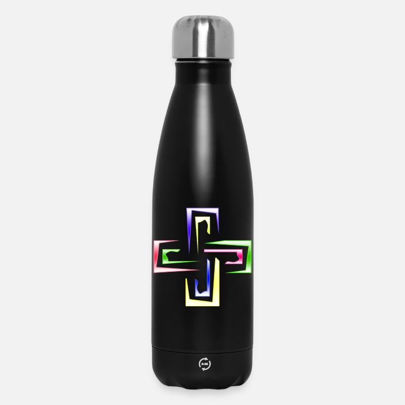 Neon Prism Frames abstraktes Logo - Thermosflasche 500 ml - Schwarz