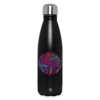 LGBTQIA+ T-Shirt Circle Word Cloud LGBT Gay Pride - Insulated Water Bottle 500 ml - black - Front