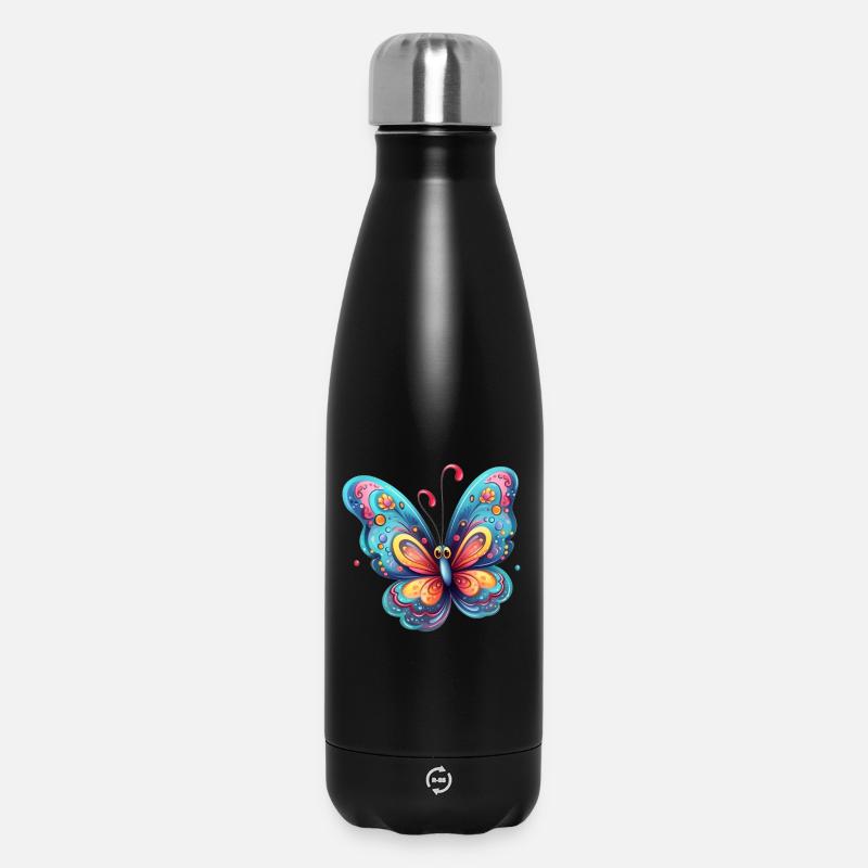 Colorful butterfly with gradient pattern - Insulated Water Bottle 500 ml - black