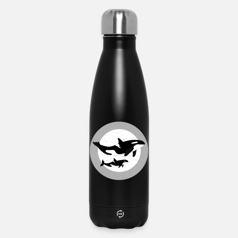 Wal und Orca Illustration - Thermosflasche 500 ml - Schwarz