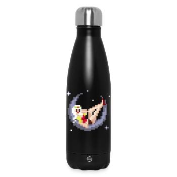 Pixel Pinup: Girl on the Moon - Insulated Water Bottle 500 ml - black - Front
