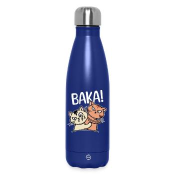 Baka Saying Cartoon Cat Anime Manga Comic - Insulated Water Bottle 500 ml - dark blue  - Front