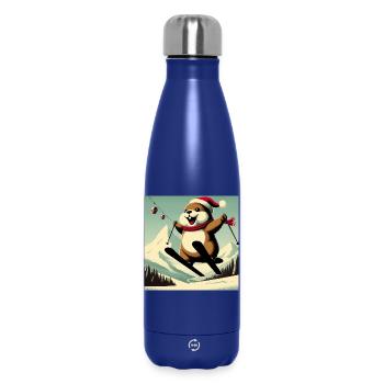 Marmotte Ski Affiche Vintage - Bouteille isotherme 500 ml - bleu foncé  - Devant