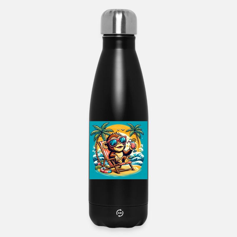 Singe sur la plage - Bouteille isotherme 500 ml - noir