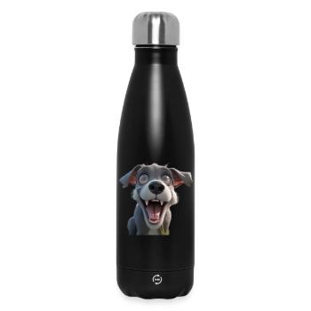 Excited Cartoon Pup - Insulated Water Bottle 500 ml - black - Front