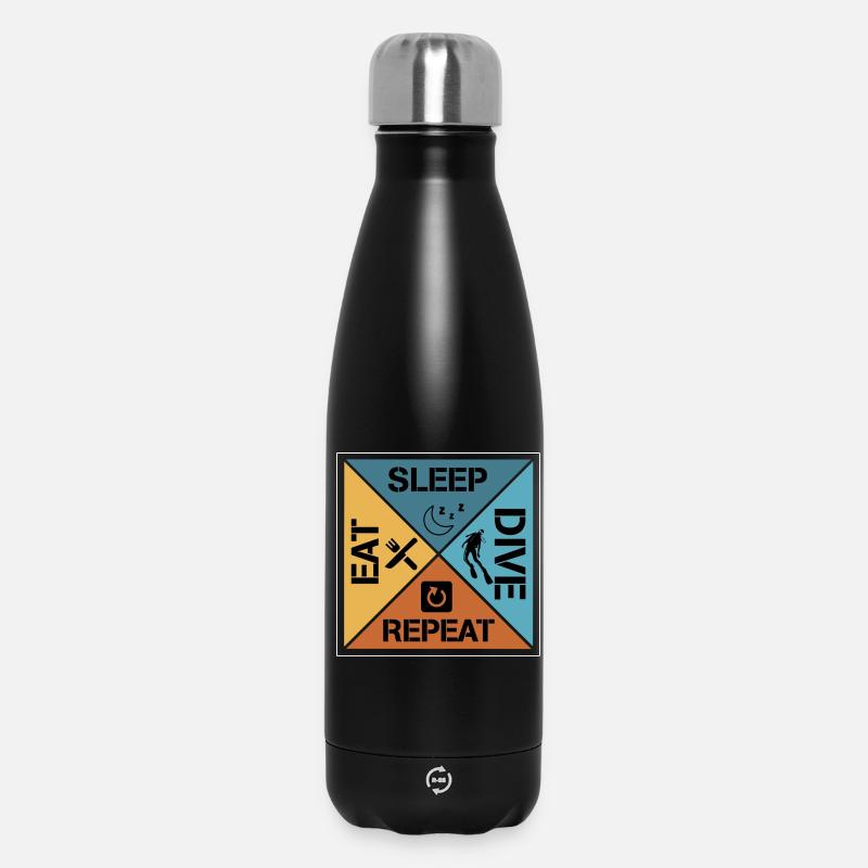Eat sleep dive repeat - Thermosflasche 500 ml - Schwarz