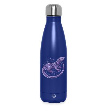 Eidechsentöne von lila Aborigine-Mustern, Stammesmuster - Thermosflasche 500 ml - Dunkelblau  - Vorne