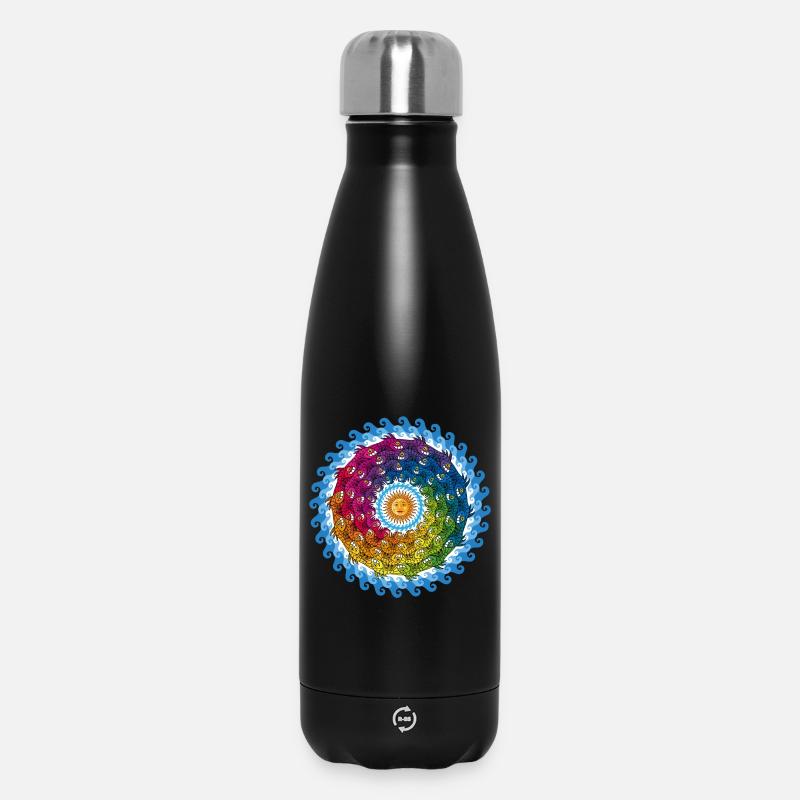 Cercle de poissons sous l’eau et soleil - Bouteille isotherme 500 ml - noir