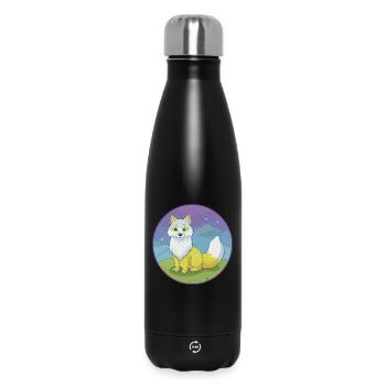 Polarfuchs Niedlich Kawaii Cartoon Clipart Tier Haustier - Thermosflasche 500 ml - Schwarz - Vorne
