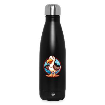 Albatross Funny Kawaii Cartoon Clipart Animal Pet - Insulated Water Bottle 500 ml - black - Front