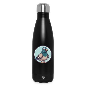 Taube Kawaii Cartoon Figur Tier Haustier Gesicht - Thermosflasche 500 ml - Schwarz - Vorne