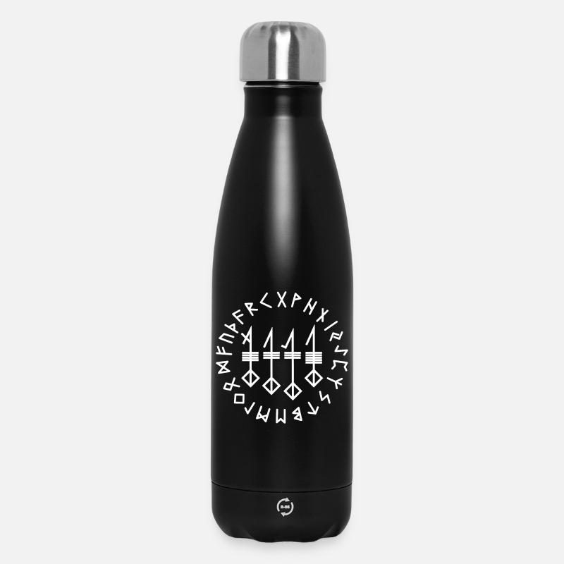 Svefnthorn weiße Runen - Thermosflasche 500 ml - Schwarz