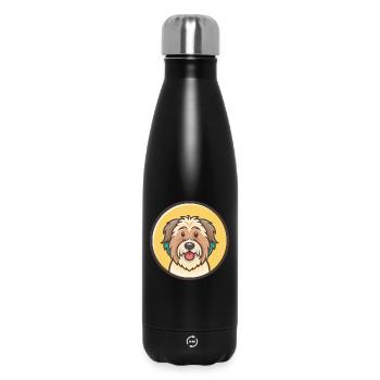 Berger des Pyrénées Race de chien Dessin animé Kawaii Clipart - Bouteille isotherme 500 ml - noir - Devant
