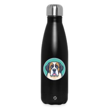 Saint Bernard Chien Race Dessin Animé Kawaii Clipart Animal de compagnie - Bouteille isotherme 500 ml - noir - Devant