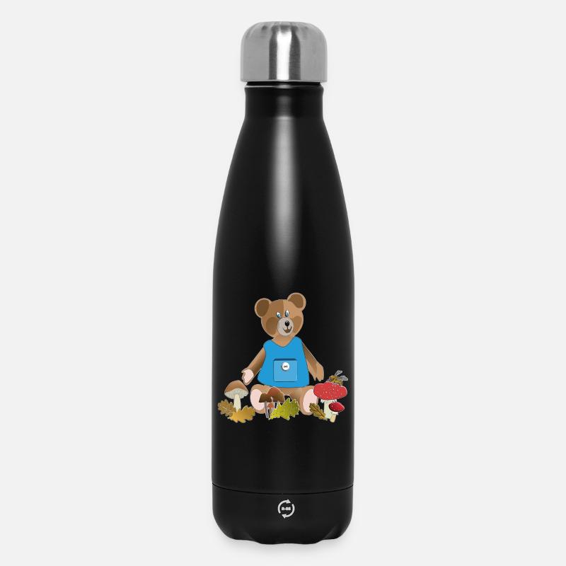 Ours au tablier bleu, parade de champignons - Bouteille isotherme 500 ml - noir