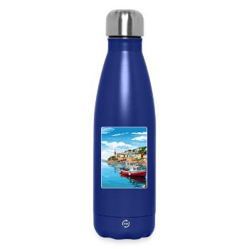 Looe Angleterre Affiche de voyage Souvenir Carte Postale Peinture - Bouteille isotherme 500 ml - bleu foncé  - Devant