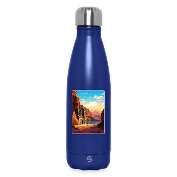 Petra Jordan Affiche de voyage Souvenir Carte Postale Peinture - Bouteille isotherme 500 ml - bleu foncé  - Devant