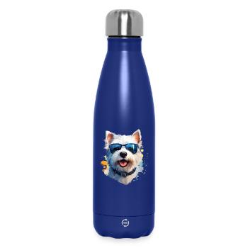 Westie with sunglasses - Insulated Water Bottle 500 ml - dark blue  - Front