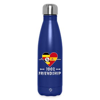 Uganda und Spanien 100% Freundschaft - Thermosflasche 500 ml - Dunkelblau  - Vorne