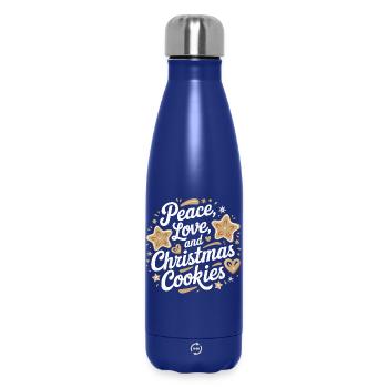 Frieden, Liebe und Weihnachtsplätzchen - Thermosflasche 500 ml - Dunkelblau  - Vorne
