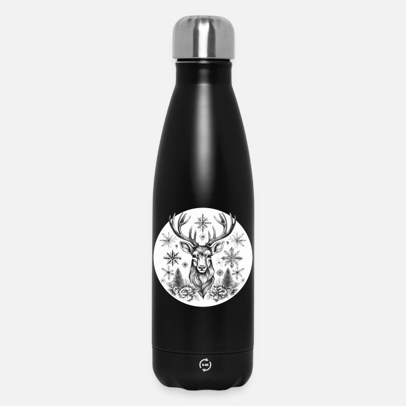 Noël cerf n&b - Bouteille isotherme 500 ml - noir
