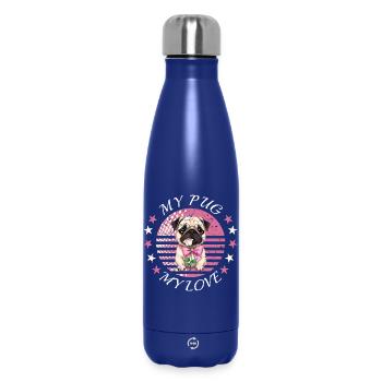 Mops Hund - Thermosflasche 500 ml - Dunkelblau  - Vorne