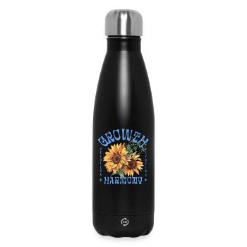 Growth Harmony Sunflower Art - Insulated Water Bottle 500 ml - black - Front