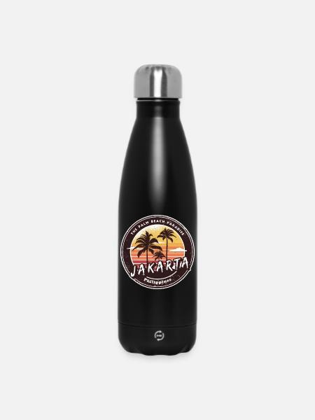 Jakarta Philippines Plage Palmiers Design - Bouteille isotherme 500 ml - noir