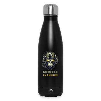 Gorille en mission / Militaire - Bouteille isotherme 500 ml - noir - Devant