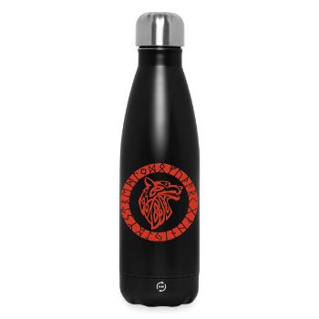 Wikinger Roter Wolf Emblem - Thermosflasche 500 ml - Schwarz - Vorne