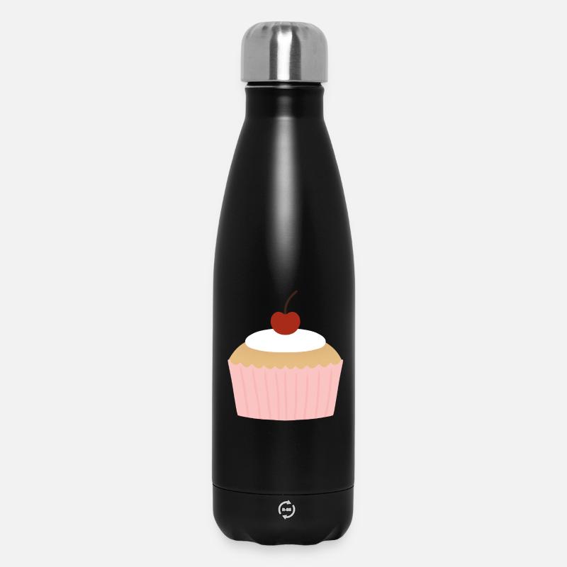 Pastellfarbener Cupcake mit Kirsche - Thermosflasche 500 ml - Schwarz