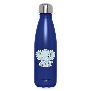 Autocollant éléphant bébé bleu - Bouteille isotherme 500 ml - bleu foncé  - Devant