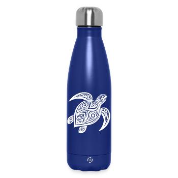 Turtle Tattoo Style – Mystical Design - Insulated Water Bottle 500 ml - dark blue  - Front