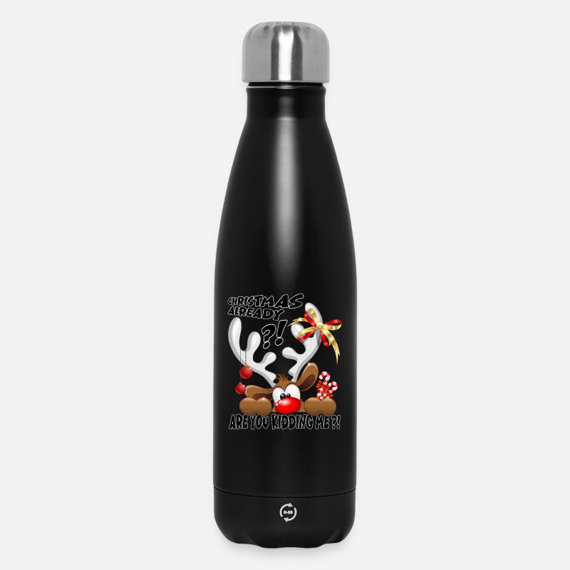 « Noël déjà ?! » Renne Drôle qui Regarde - Bouteille isotherme 500 ml - noir