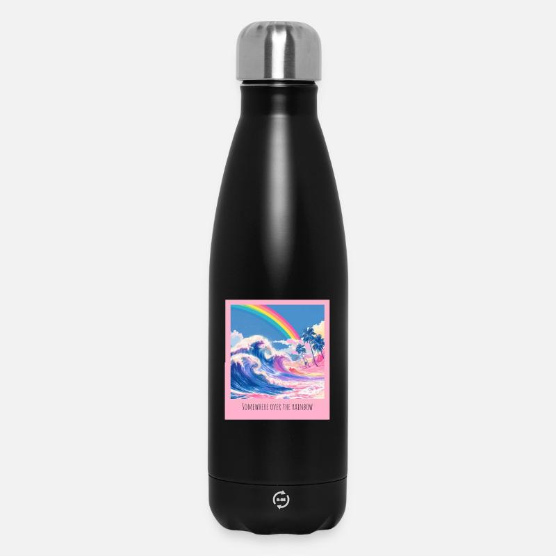 Rainbow Beach Retro Wave - Insulated Water Bottle 500 ml - black