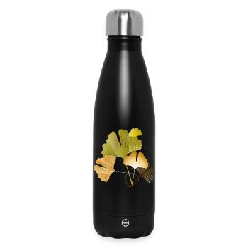 Feuilles élégantes de ginkgo doré et vert - Bouteille isotherme 500 ml - noir - Devant