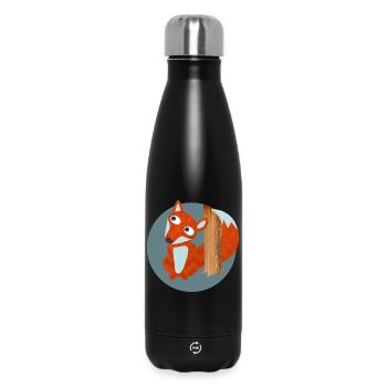 Fox Structure Woodland Nursery Pattern Comic - Insulated Water Bottle 500 ml - black - Front