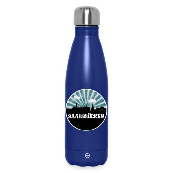 Saarbrücken Blue Hour Skyline - Thermosflasche 500 ml - Dunkelblau  - Vorne