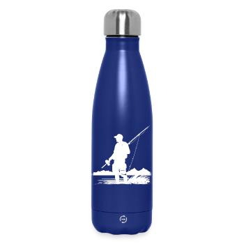 Fishing Drawing - Insulated Water Bottle 500 ml - dark blue  - Front