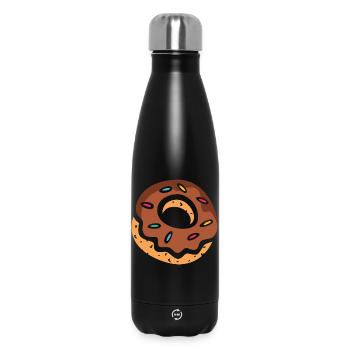 Beignet coloré avec glaçage au chocolat - Bouteille isotherme 500 ml - noir - Devant