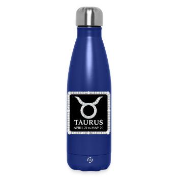 Signe du zodiaque Taureau - Bouteille isotherme 500 ml - bleu foncé  - Devant