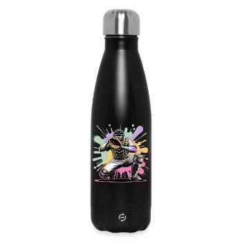 Baseball Catcher with Mask Colorful Splash Colors - Insulated Water Bottle 500 ml - black - Front
