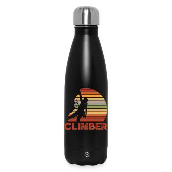 Retro Sonnenuntergang Kletterer Silhouette - Thermosflasche 500 ml - Schwarz - Vorne