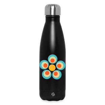 70s Flower Pattern - Insulated Water Bottle 500 ml - black - Front