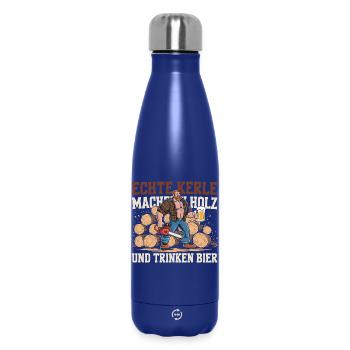 Le bois des vrais gars et le pouvoir de la bière - Bouteille isotherme 500 ml - bleu foncé  - Devant