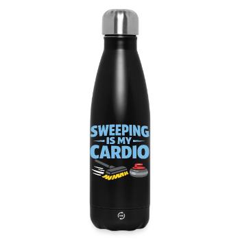 Curling, balayage drôle, cardio dur avec balai - Bouteille isotherme 500 ml - noir - Devant
